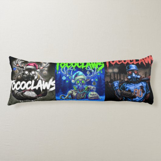 Coussins Longs TOCOCLAWS Biohazard Skeleton : Masque à gaz radioa (Devant)