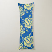 Coussins Longs Toile de pivoine bleu et jaune - Décor champêtre f (Dos (Vertical))