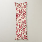 Coussins Longs Toile de tulipes rouge et crème - Décor champêtre  (Dos (Vertical))