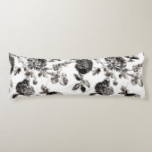 Coussins Longs Toile floral botanique blanc et noir antique (Devant)