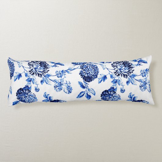 Coussins Longs Toile floral botanique bleu et blanc (Dos)