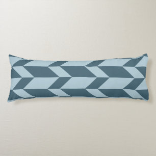 Coussins Longs Tons Bleus Gras Deux Tons Flèche Chevron