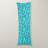 Coussins Longs Tortues de mer de Honu bleu Hibiscus Fleurs (Devant (Vertical))