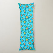 Coussins Longs Tortues de mer de Honu bleu Hibiscus Fleurs (Dos (Vertical))