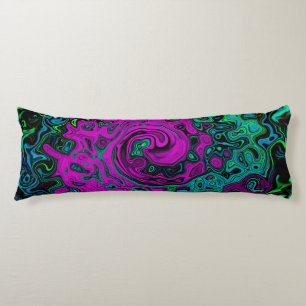 Coussins Longs Tourbillon d'art liquide groovy abstrait magenta g