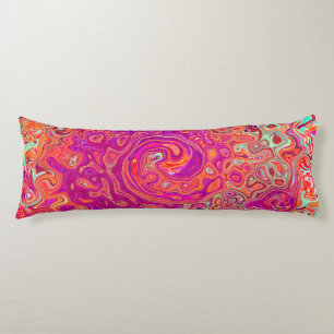 Coussins Longs Tourbillon de marbre rétro abstrait corail et viol