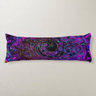 Coussins Longs Tourbillonnement Liquide Rétro Noir et Magenta