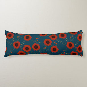 Coussins Longs Tournesols rétro Art Nouveau aléatoires Fleurs rou