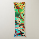 Coussins Longs Traces Brown sur arrière - plan vert ou aquamarin (Devant (Vertical))