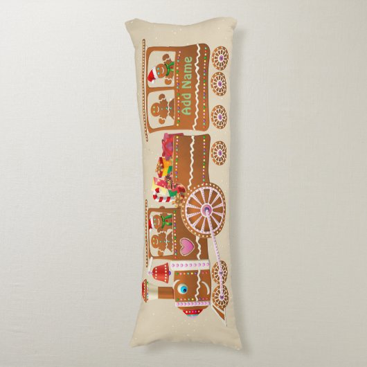 Coussins Longs Train heureux des biscuits en pain d'épices (Devant (Vertical))