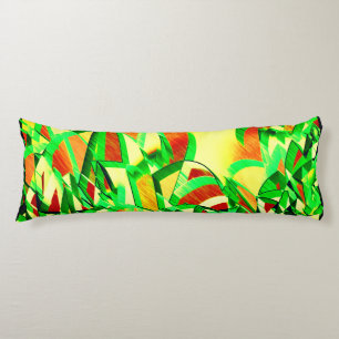 Coussins Longs Traînées verdâtres sur image rouge avec bruine