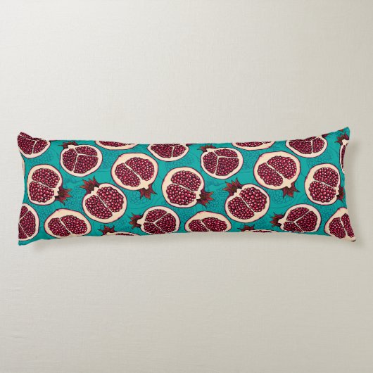 Coussins Longs Tranches de grenade sur turquoise (Dos)