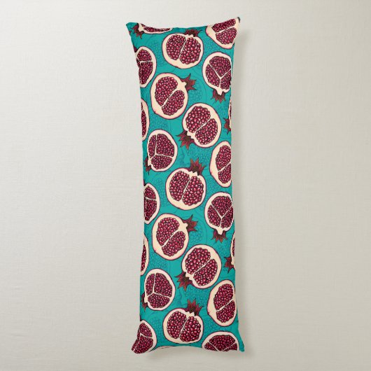 Coussins Longs Tranches de grenade sur turquoise (Dos (Vertical))