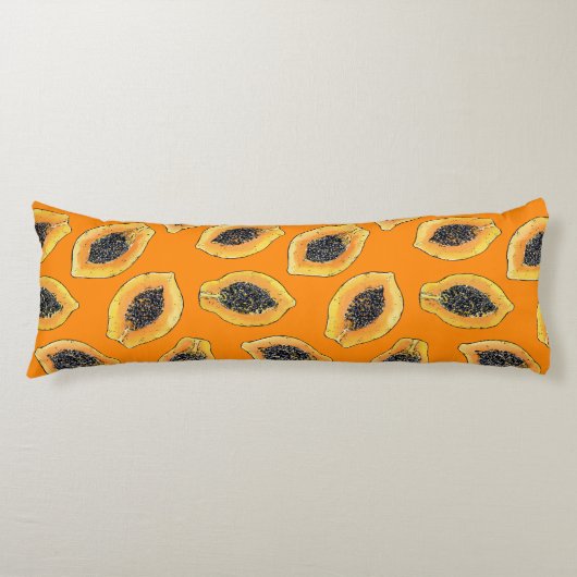 Coussins Longs Tranches de Papaya sur orange (Devant)