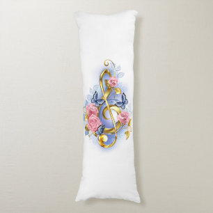 Coussins Longs Treble clef with Pink Roses