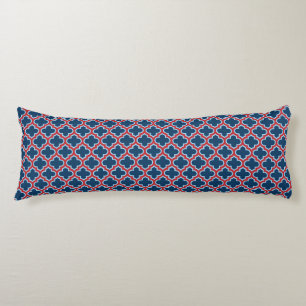 Coussins Longs Trellis marocain bleu et rouge, treillis, Quatrefo