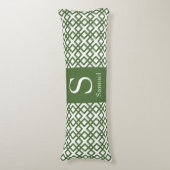 Coussins Longs Trellis moderne de monogramme en vert militaire (Devant (Vertical))