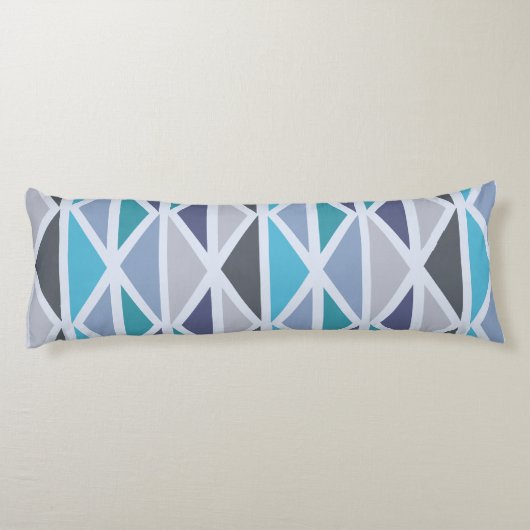 Coussins Longs Triangles d'art géométrique rétro gris turquoise (Dos)