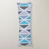 Coussins Longs Triangles d'art géométrique rétro gris turquoise (Devant (Vertical))