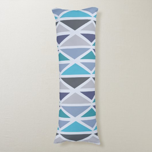 Coussins Longs Triangles d'art géométrique rétro gris turquoise (Devant (Vertical))