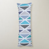 Coussins Longs Triangles d'art géométrique rétro gris turquoise (Dos (Vertical))