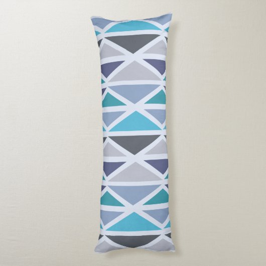 Coussins Longs Triangles d'art géométrique rétro gris turquoise (Dos (Vertical))