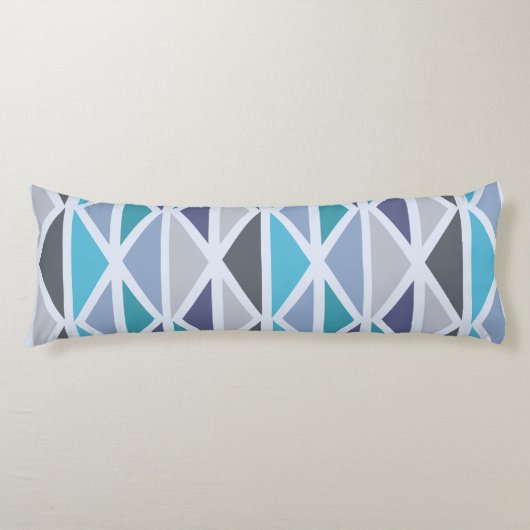 Coussins Longs Triangles d'art géométrique rétro gris turquoise (Devant)