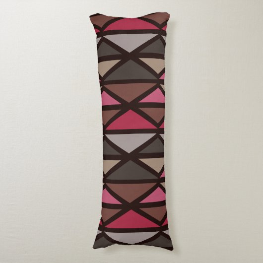 Coussins Longs Triangles d'art géométrique rétro Noir Rouge Brown (Devant (Vertical))