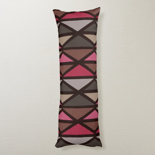 Coussins Longs Triangles d'art géométrique rétro Noir Rouge Brown (Dos (Vertical))