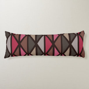 Coussins Longs Triangles d'art géométrique rétro Noir Rouge Brown