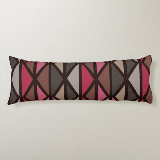 Coussins Longs Triangles d'art géométrique rétro Noir Rouge Brown (Devant)