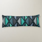 Coussins Longs Triangles d'art géométrique rétro Turquoise noir (Dos)