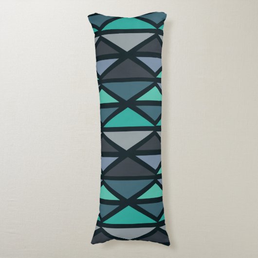 Coussins Longs Triangles d'art géométrique rétro Turquoise noir (Devant (Vertical))
