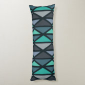 Coussins Longs Triangles d'art géométrique rétro Turquoise noir (Dos (Vertical))