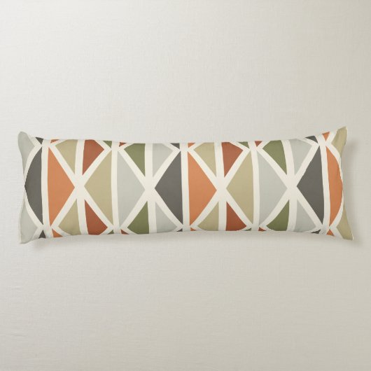 Coussins Longs Triangles d'art géométrique rétro Vert Orange (Dos)