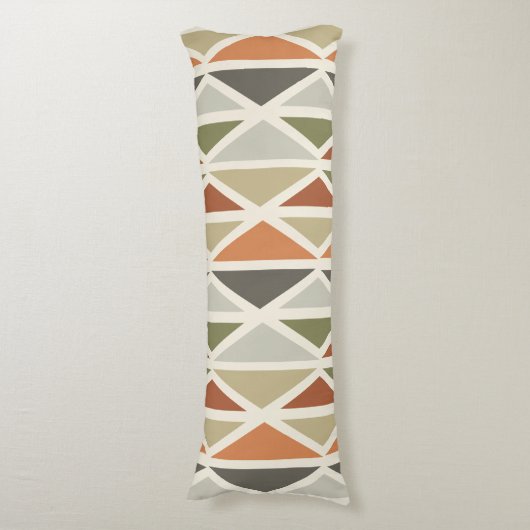 Coussins Longs Triangles d'art géométrique rétro Vert Orange (Devant (Vertical))