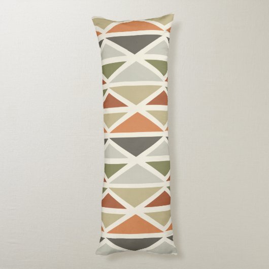 Coussins Longs Triangles d'art géométrique rétro Vert Orange (Dos (Vertical))