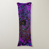 Coussins Longs Trippy Black et Magenta Retro Liquid Swirl (Devant (Vertical))