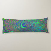 Coussins Longs Trippy Chartreuse et Blue Retro Liquid Swirl (Dos)