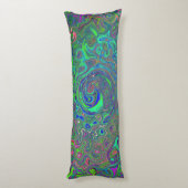 Coussins Longs Trippy Chartreuse et Blue Retro Liquid Swirl (Dos (Vertical))