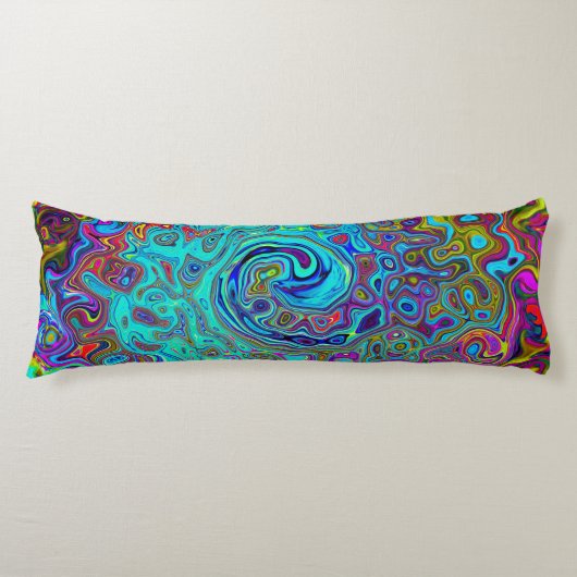 Coussins Longs Trippy Sky Blue Abstrait Retro Liquid Swirl (Devant)