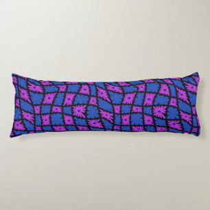 Coussins Longs Trippy super 60s Flower Checks bleu rose