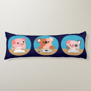 Coussins Longs Trois adorables cochons de dessin animé en oreille