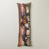 Coussins Longs Trois chevaux en cavale dans l'océan (Dos (Vertical))