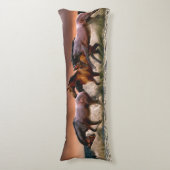 Coussins Longs Trois chevaux en cavale dans l'océan (devant Vertical)