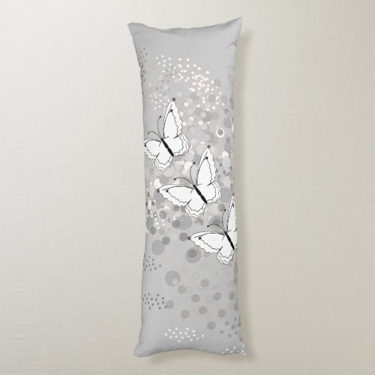 Coussins Longs Trois papillons blancs (Dos (Vertical))