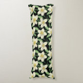 Coussins Longs Tropical continu motif fleurs blanches feuille ver (Devant (Vertical))