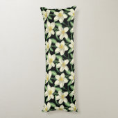Coussins Longs Tropical continu motif fleurs blanches feuille ver (Dos (Vertical))