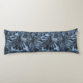 Coussins Longs Tropical Dark Blue Gris Monstera Feuilles de la ju (Dos)