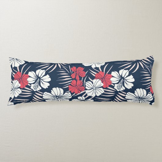 Coussins Longs Tropical Pink and Navy Floral (Devant)
